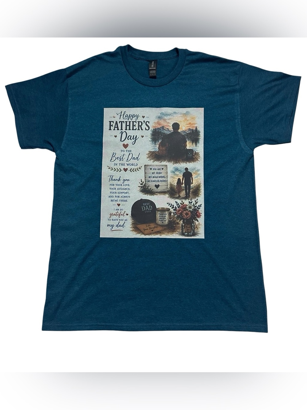 Men’s Teal Father's Day Graphic Short Sleeve Tee New Without Tags